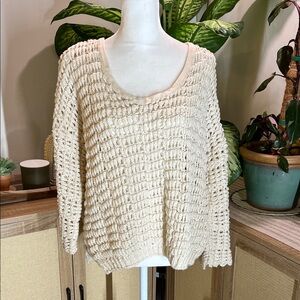 Free People Cream Open-Knit Sweater
